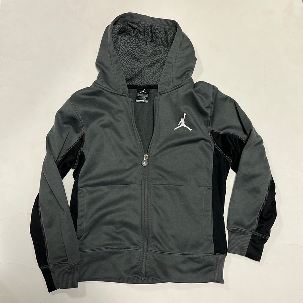 Jordan Boy's Hoodie Gray Zip Sweatshirt Small VGUC
